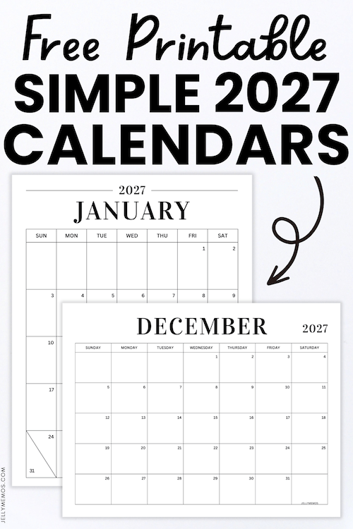 2027 Simple Calendar Printable Templates