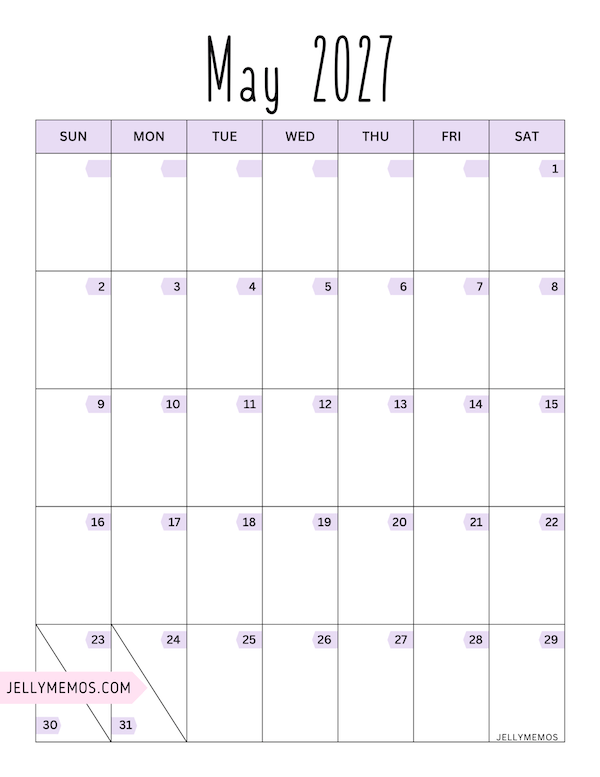 may 2027 purple calendar
