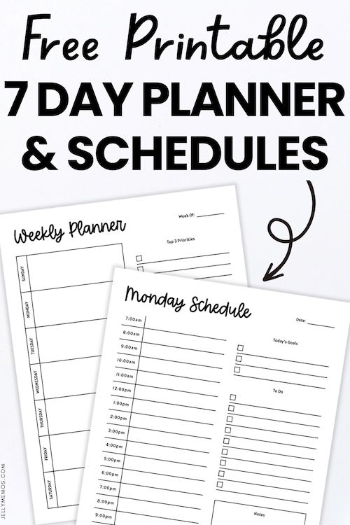 Printable 7 Day Planner And Weekly Scheduler Templates
